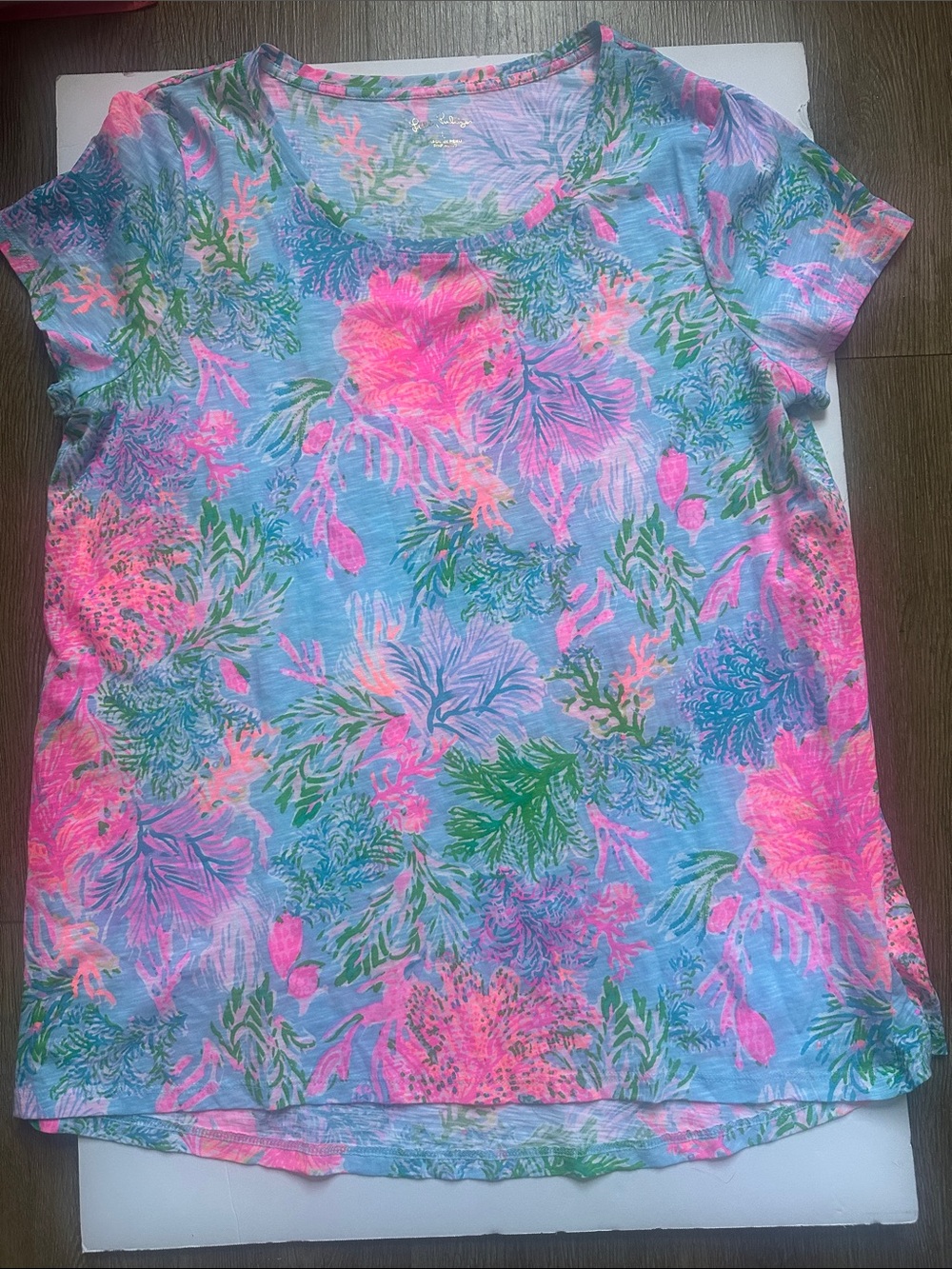 Lilly Pulitzer Pastel Blue Floral Short Sleeve Tee